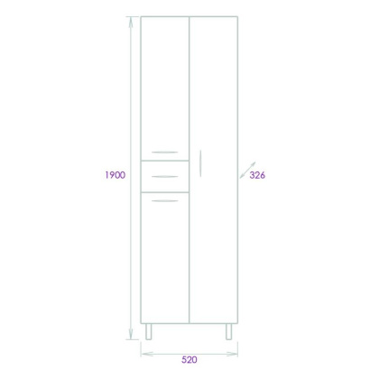 Пенал Onika Модерн 52 напольный, белый, универсальный Пенал Onika Модерн 52 напольный, белый, универсальный