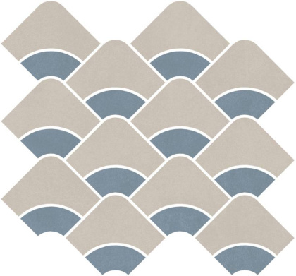 Декор Таделакт наборный бежевый светлый, синий светлый матовый обрезной 30x28x0,9
