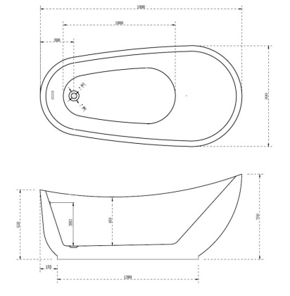 Акриловая ванна Abber 180х89 AB9288 Акриловая ванна Abber 180х89 AB9288