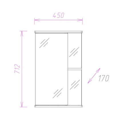 Шкаф-зеркало Onika Карина 45 белый, универсальный