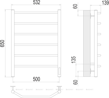 Полотенцесушитель Terminus Виктория П6 500х650 электро Полотенцесушитель Terminus Виктория П6 500х650 электро