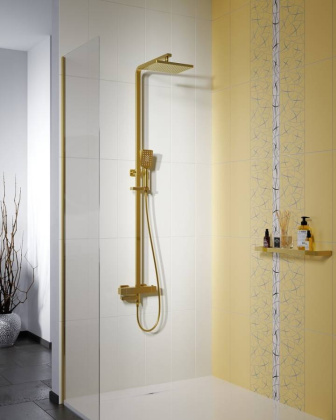 Душевая стойка Timo Tetra-Thermo SX-0169/17 с термостатом, золото матовое Душевая стойка Timo Tetra-Thermo SX-0169/17 с термостатом, золото матовое