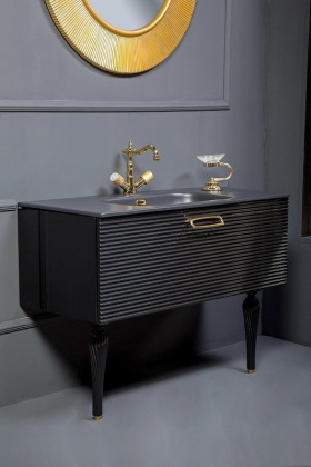 Тумба Linea 100 черная + золото_Комплект 842-100-BG Boheme