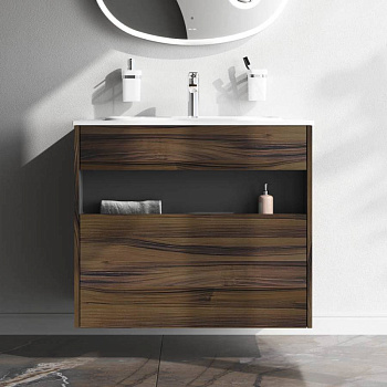 База под раковину с нишей и 1 ящиком универсальная, 70х80,8х49,2 см, коричневая, M8FFUX0801OF