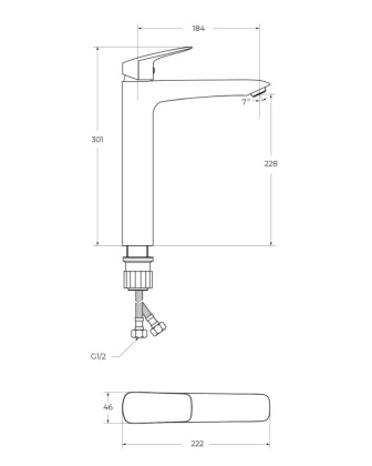 DUE Смеситель для накладной раковины без донного клапана, хром DUE-LMC-CRM-W0 DUE Смеситель для накладной раковины без донного клапана, хром DUE-LMC-CRM-W0