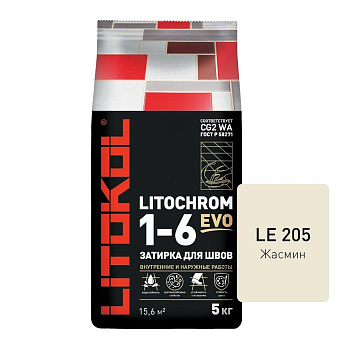 Затирка цементная LITOCHROM 1-6 EVO LE.205 жасмин 5кг Затирка цементная LITOCHROM 1-6 EVO LE.205 жасмин 5кг