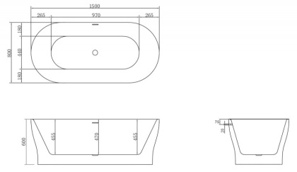 Акриловая ванна BELBAGNO BB405-1500-800 Акриловая ванна BELBAGNO BB405-1500-800