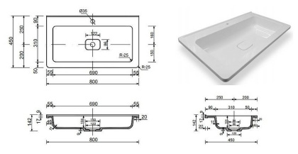 Раковина "Каре Люкс" 800х450 Раковина "Каре Люкс" 800х450