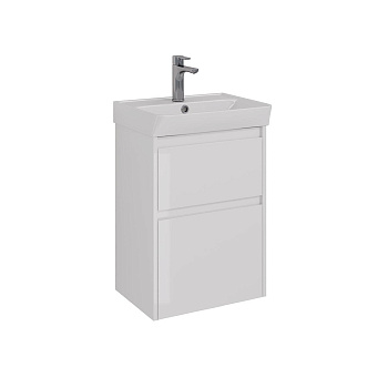 Тумба Lemark COMBI 50см под 1 раковину, подвесная/напольная, 2 ящика, цвет корпуса, фасада: Белый глянец