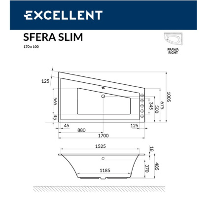 Ванна EXCELLENT Sfera 170x100 (правая) "SOFT" (хром) Ванна EXCELLENT Sfera 170x100 (правая) "SOFT" (хром)
