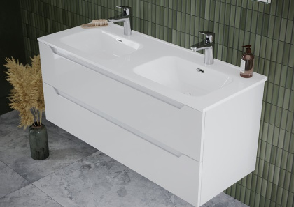 Тумба подвесная SANCOS Norma 2.0 1190х450х500, c двумя ящиками оснащенными доводчиками, белый глянец , арт. NR2.120-2W Тумба подвесная SANCOS Norma 2.0 1190х450х500, c двумя ящиками оснащенными доводчиками, белый глянец , арт. NR2.120-2W