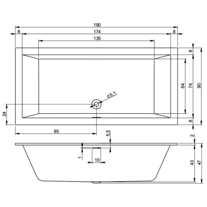 Акриловая ванна Riho Rething Cubic 190x90 Акриловая ванна Riho Rething Cubic 190x90