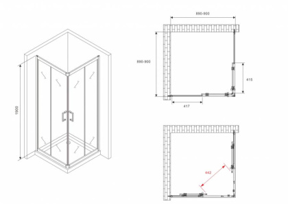 Душевой уголок ABBER Schwarzer Diamant AG020905