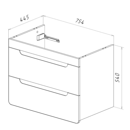 Тумба Lemark OLIVIA 80см под 1 раковину, подвесная, 2 ящика, цвет корпуса: Дуб кантри, цвет фасада: Белый глянец