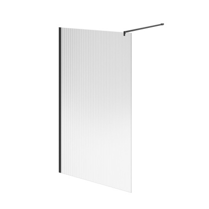 Душевая перегородка CRISTALLO с рифленым стеклом, 120х210, матовый черный