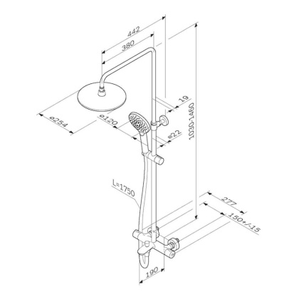 Душевая система Am.Pm Like F0780564 с термостатом Хром Душевая система Am.Pm Like F0780564 с термостатом Хром
