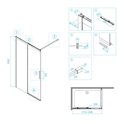 Душевая перегородка RGW Walk In WA-13 120 34101312-11 профиль Хром стекло прозрачное
