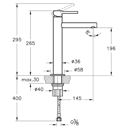 Высокий смеситель Origin для раковины чаши, цвет матовый черный Высокий смеситель Origin для раковины чаши, цвет матовый черный