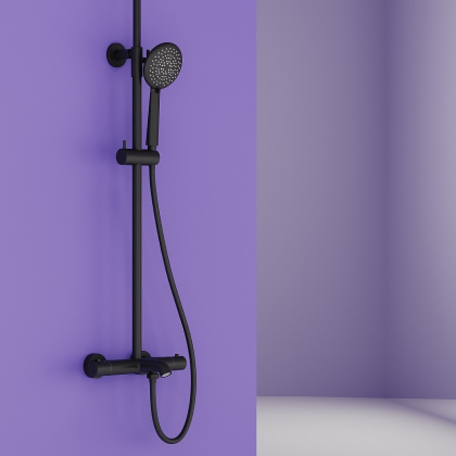 Душевая стойка SANCOS Game для душа/ванны с термостатическим смесителем, цвет черный матовый, арт. SC3001MB Душевая стойка SANCOS Game для душа/ванны с термостатическим смесителем, цвет черный матовый, арт. SC3001MB