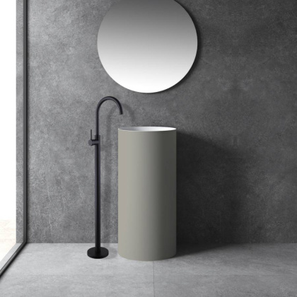 Смеситель ABBER Wasser Kreis AF8141B напольный для раковины, черный матовый Смеситель ABBER Wasser Kreis AF8141B напольный для раковины, черный матовый