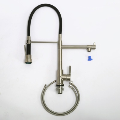 Смеситель для кухни с поворотным и гибким изливом, нержавеющая сталь, исполнение сатин BB-LAM50-IN