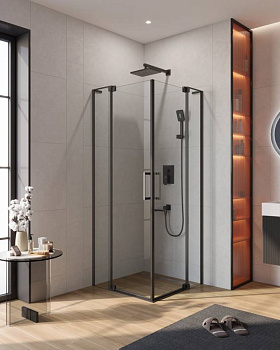 Душевой уголок Cezares SLIDER-A-2-100/110-C-NERO стекло прозрачное, профиль черный матовый Душевой уголок Cezares SLIDER-A-2-100/110-C-NERO стекло прозрачное, профиль черный матовый