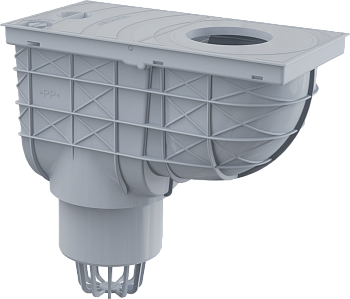 Ливнеотвод 300×155/110 мм, сток – прямой, серый