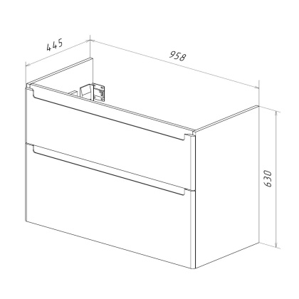 Тумба Lemark BUNO 100см под 1 раковину, подвесная/напольная, 2 ящика, цвет корпуса, фасада: Белый глянец