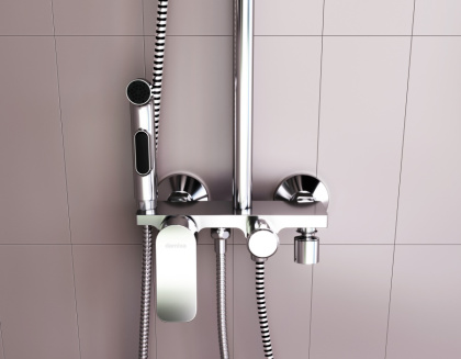 DX220910000 Apollo, душевая система со смесителем-полкой: верхний душ 230мм, ручной душ 120мм, DX220910000 Apollo, душевая система со смесителем-полкой: верхний душ 230мм, ручной душ 120мм,