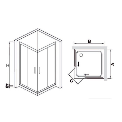 Душевой уголок RGW HO-311, 030631133-11, 130 х 130 x 195 см, дверь раздвижная, стекло прозрачное, хром