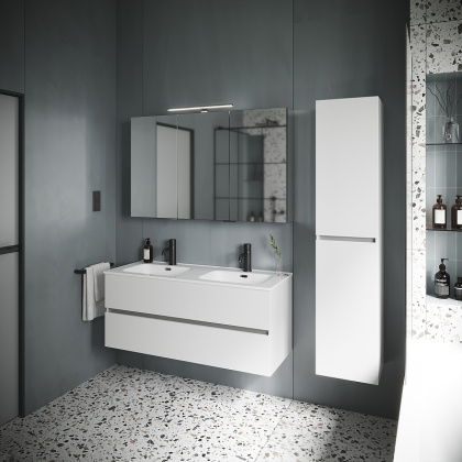 Тумба подвесная SANCOS Urban 1190х450х550, c двумя ящиками оснащенными доводчиками, белый глянец , арт. UR120-2W Тумба подвесная SANCOS Urban 1190х450х550, c двумя ящиками оснащенными доводчиками, белый глянец , арт. UR120-2W