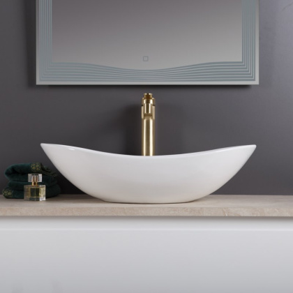 Раковина накладная керамическая, серая матовая, BB1404-H311, 605x370x150