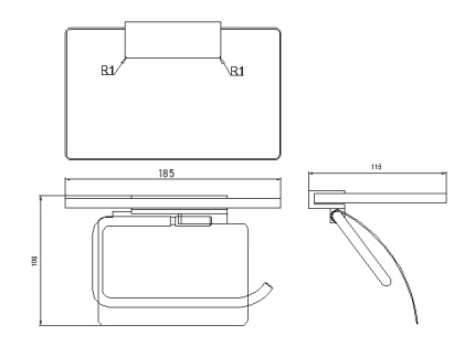 Держатель туалетной бумаги с полкой RUSH Edge, хром, 10х18х11 см, хром, ED77131
