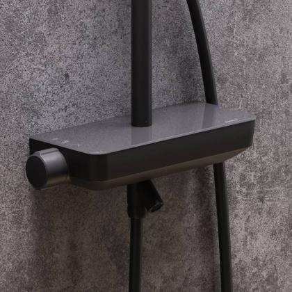 936760300 Scandinavian Pure душевая система  с ванно  душевым ТМС смесителем полкой, чёрный