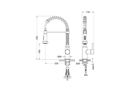 Смеситель для кухни 2 jet (профессиональный) AQUATEK AQ1387CR ЕВРОПА
