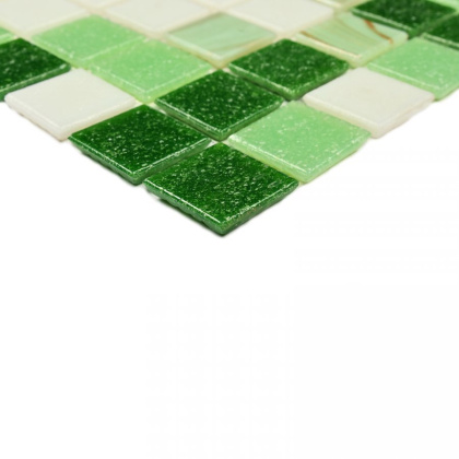 Мозаика Grass Grass белый зеленый 32,7см*32,7см*4мм (1уп/20шт/2,138м2) стекло, м2