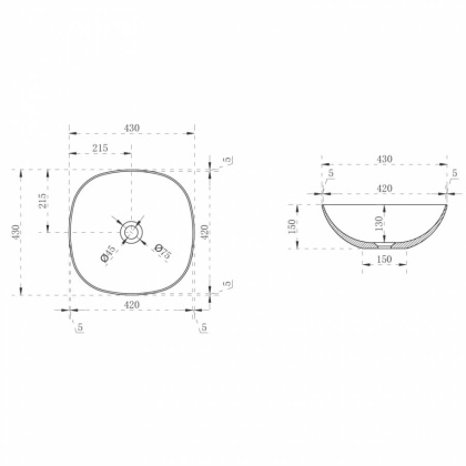 Раковина накладная прозрачная ABBER Kristall AT2806Onyx Раковина накладная прозрачная ABBER Kristall AT2806Onyx