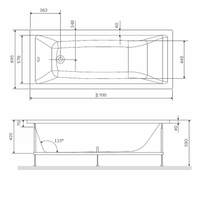 W93A-170-070W-R Gem  каркас для ванны 170х70 см W93A-170-070W-R Gem  каркас для ванны 170х70 см