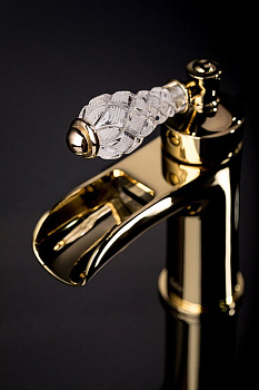 Смеситель для умывальника VOGUE CRYSTAL, золото_Комплект