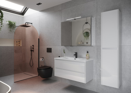 Тумба подвесная SANCOS Libra 990х450х500, c двумя ящиками оснащенными доводчиками, белый глянец , арт. LB100W Тумба подвесная SANCOS Libra 990х450х500, c двумя ящиками оснащенными доводчиками, белый глянец , арт. LB100W