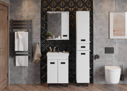 Пенал Onika Балтика 32 Black напольный, белый, универсальный Пенал Onika Балтика 32 Black напольный, белый, универсальный