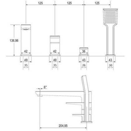 Смеситель на борт ванны OMNIRES PARMA PM7432CR (хром)