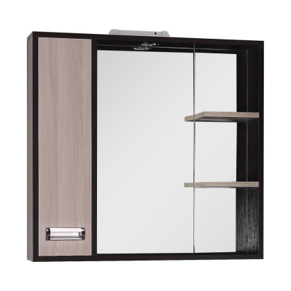 Шкаф-зеркало Onika Гамма 75 ясень шимо/венге, левый, с подсветкой Шкаф-зеркало Onika Гамма 75 ясень шимо/венге, левый, с подсветкой