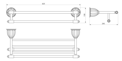 Полка для полотенец четверная RUSH Socotra, 6х20х16 см, хром, ST12544