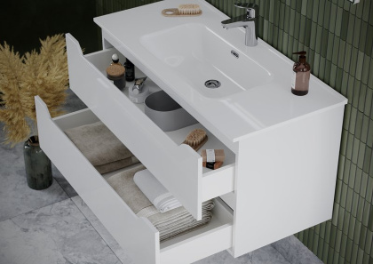 Тумба подвесная SANCOS Norma 2.0 1190х450х500, c двумя ящиками оснащенными доводчиками, белый глянец , арт. NR2.120-1W Тумба подвесная SANCOS Norma 2.0 1190х450х500, c двумя ящиками оснащенными доводчиками, белый глянец , арт. NR2.120-1W