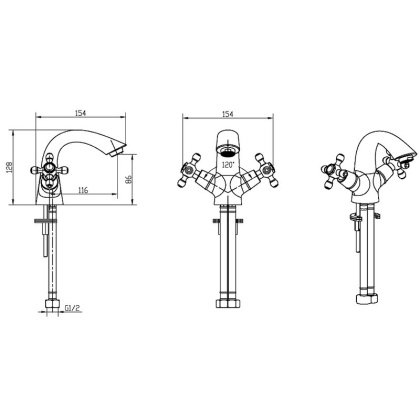 Смеситель для умывальника, Camelia бронза_Комплект