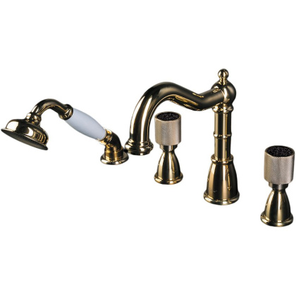 Смеситель врезной 4 отв. ROYAL CRYSTAL BLACK, золото_Комплект