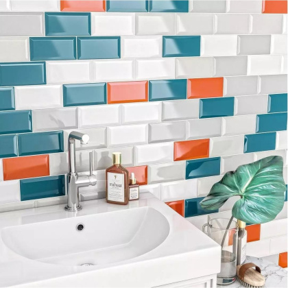 Плитка настенная 16057 Клемансо бирюзовый грань 7,4*15 (80шт/0,89м2), м2