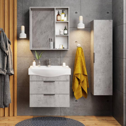 Шкаф-зеркало Onika Девис 65 бетон чикаго, универсальный Шкаф-зеркало Onika Девис 65 бетон чикаго, универсальный