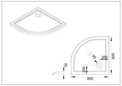 Поддон для душа акриловый VST-5AQ-8080, 800*800*50 Поддон для душа акриловый VST-5AQ-8080, 800*800*50